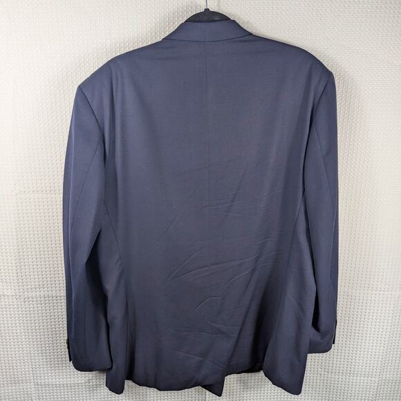 Kasper 44R Blazer Mens Navy Wool Double Breasted Gold Button Made in Canada - Picture 2 of 7